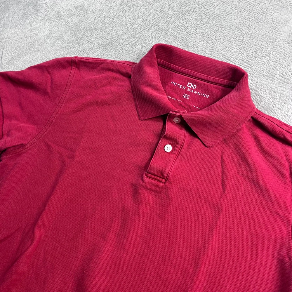 Peter Manning Mens Pima Cotton Short Sleeve Polo Shirt Red Size 2X
